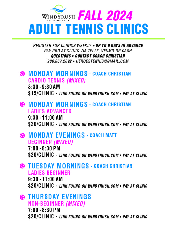 Fall 2024 Tennis Clinic info