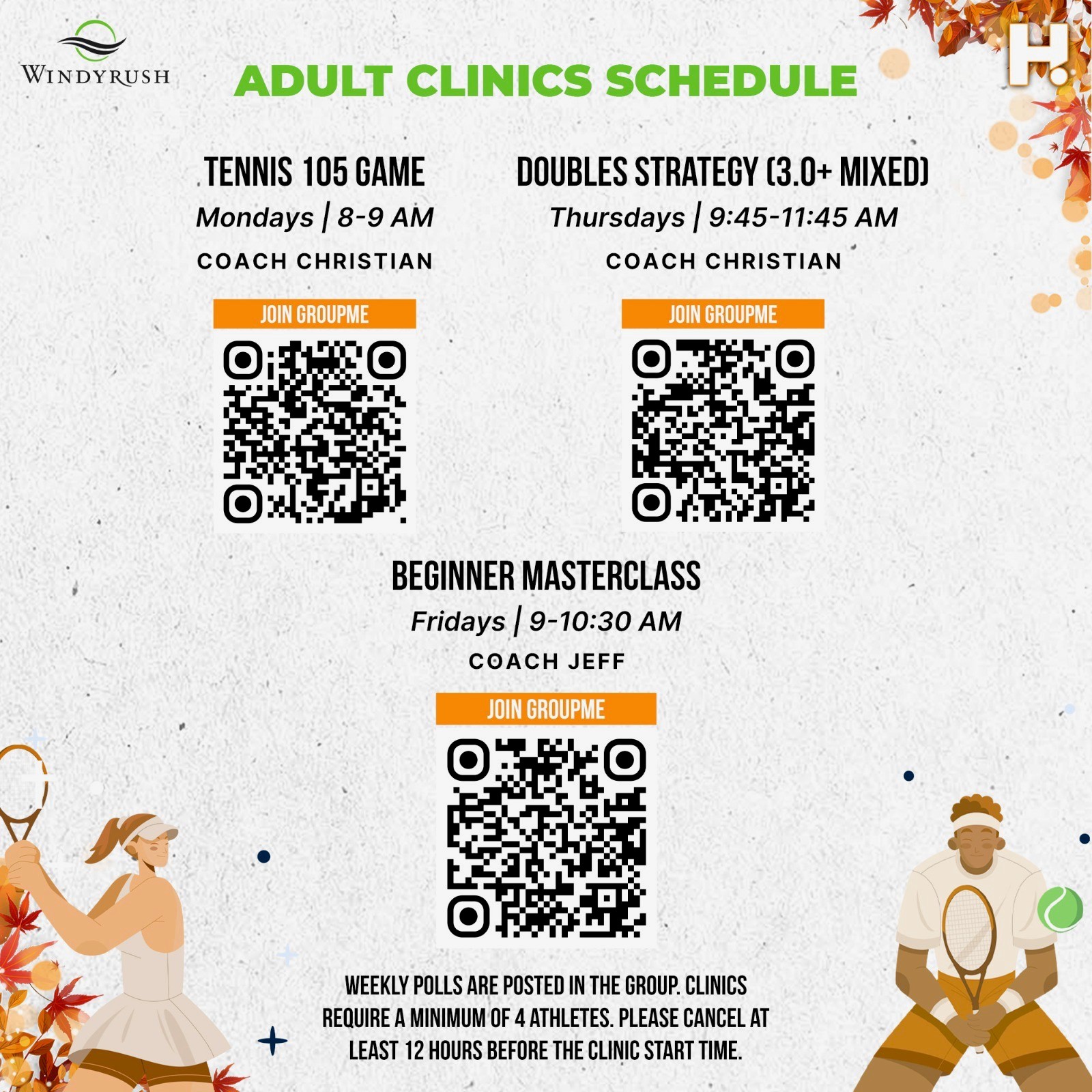 Adult fall tennis